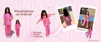 (Copy) PINK BACK PRINTED KIDS NIGHT SUITE FOR GIRLS