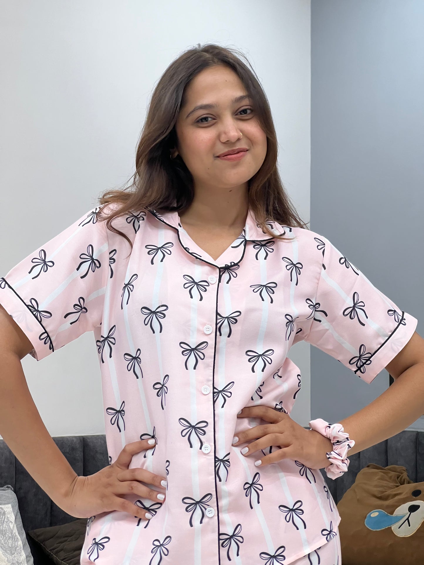 PINK BOW PRINT NIGHT SUITE