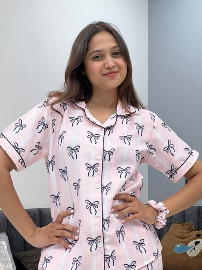 PINK BOW PRINT NIGHT SUITE