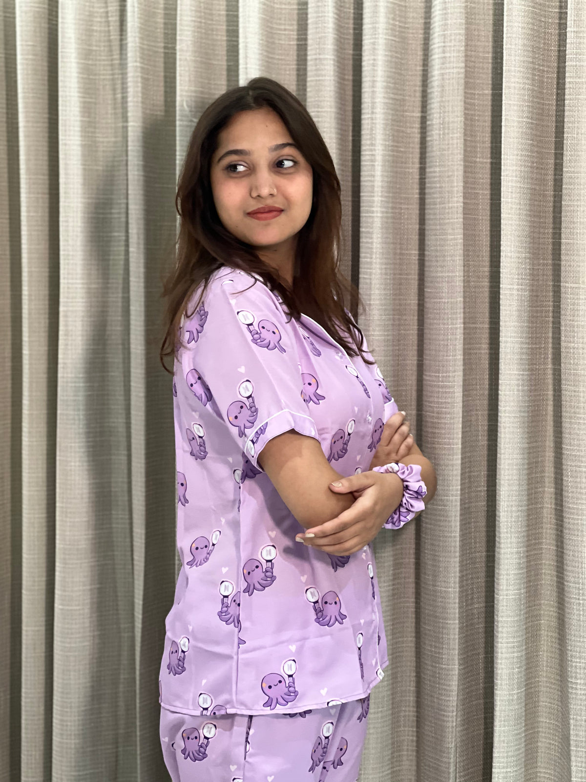 OCTOPUS LAVENDER COLUR PRINTED NIGHT SUITE
